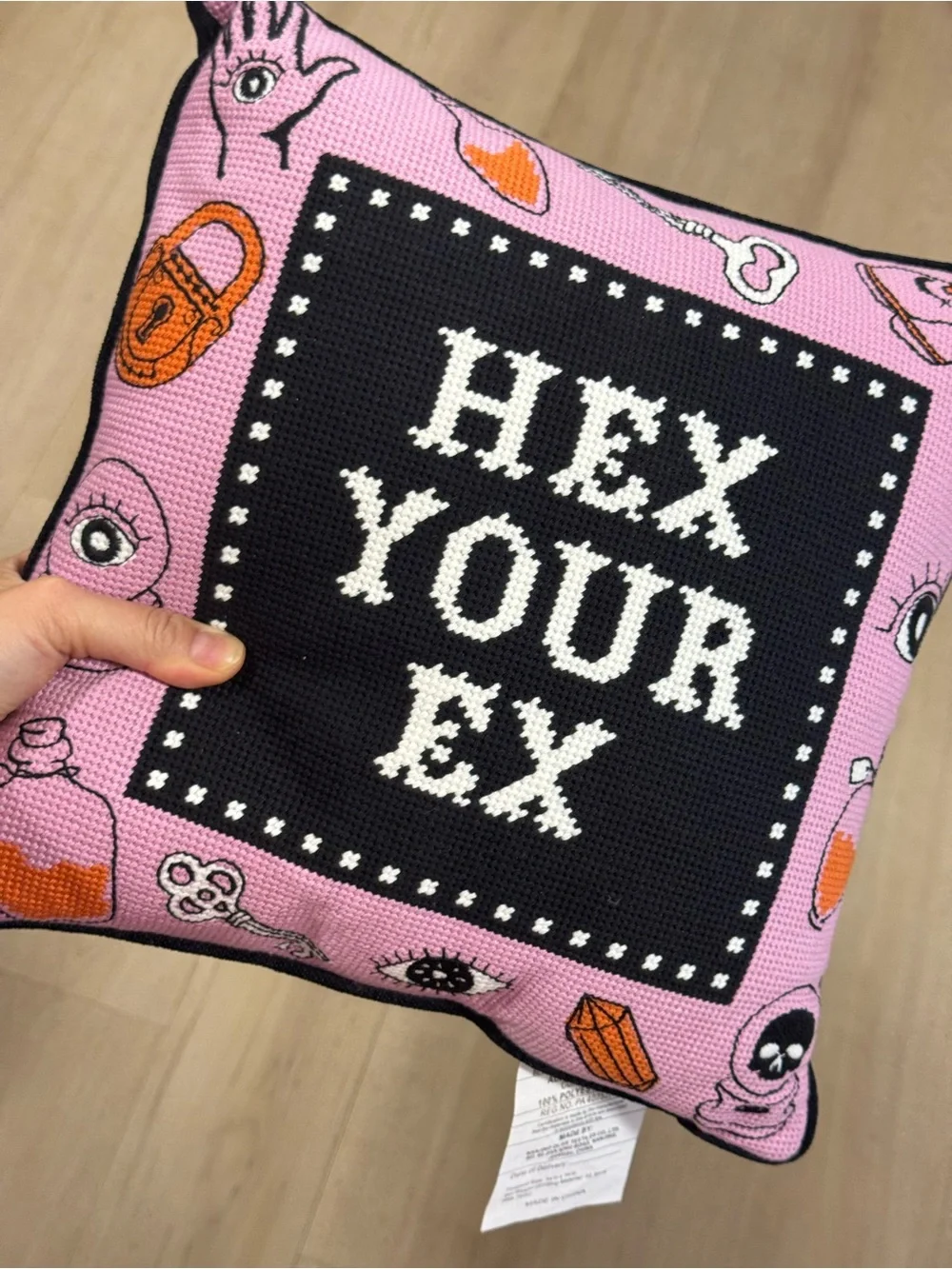 Hey Your Ex Decorative Pillow - Pink & Black